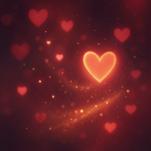 Fond romantique avec cœurs lumineux rouges pour la Saint-Valentin et l’amourFond romantique avec cœurs lumineux rouges pour la Saint-Valentin et l’amour